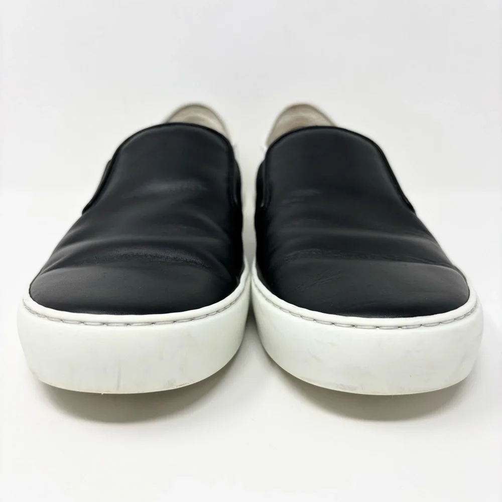 Chanel Black & White Leather Slip-On Sneakers 2016 Karl Lagerfeld Era Size 38.5 - Picture 6 of 16